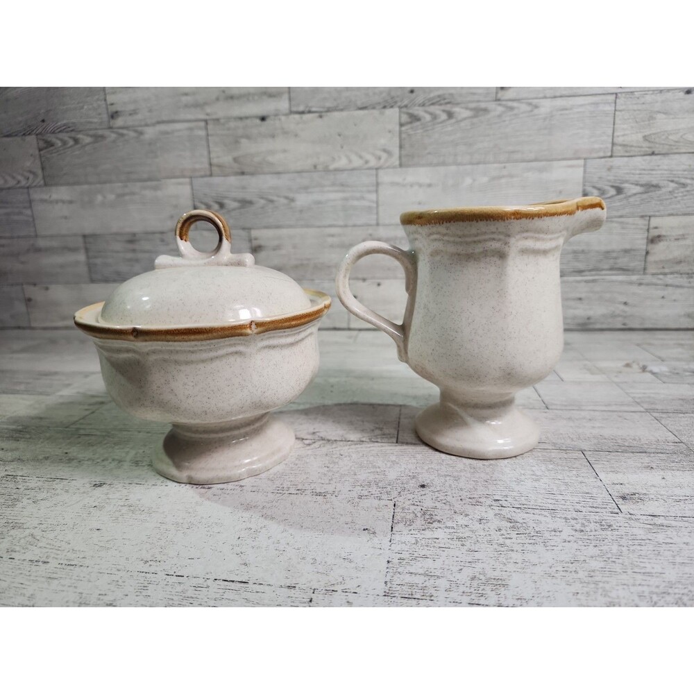 Vintage Mikasa Garden Club Day Dreams Cream & Sugar Stoneware Set EC400 Japan